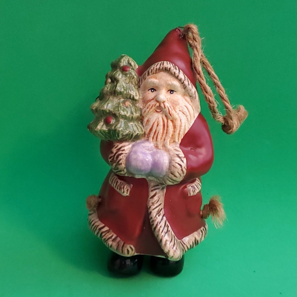 Santa Ceramic Swinging Legs Bell Ornament Figurine